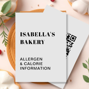 Gray Food Allergy Calorie Information QR Code Card