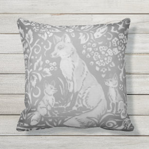 Gray Fox Family Woodland Animal Farmhouse Buitenkussen
