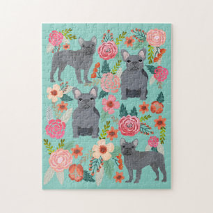 Gray French Bulldogs Florals Legpuzzel