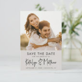 Gray Fun Script Modern Photo Minimalist Weddenscha Save The Date (Staand voorkant)