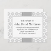 Gray Funeral Note Card Flat Bereavement Note Notitiekaartje (Voorkant / Achterkant)