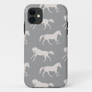 Gray Galloping Horses Pattern iPhone 11 Hoesje