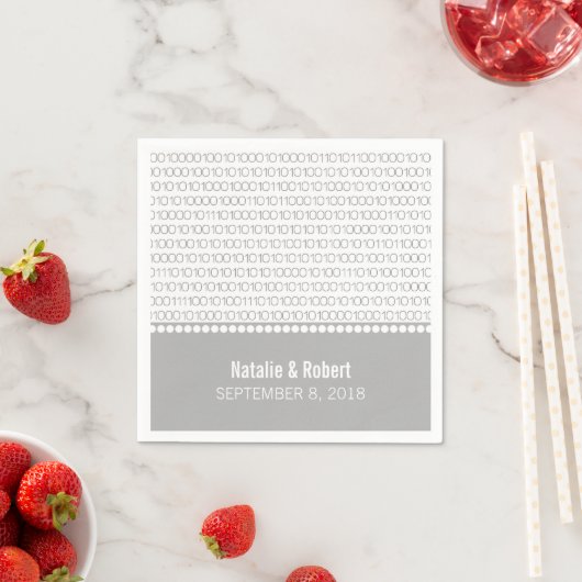 Gray Geek Chic Binary Code Paper Napkins Servetten (Insitu)