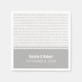 Gray Geek Chic Binary Code Paper Napkins Servetten
