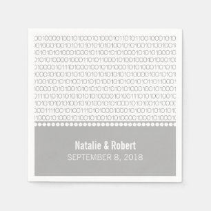 Gray Geek Chic Binary Code Paper Napkins Servetten