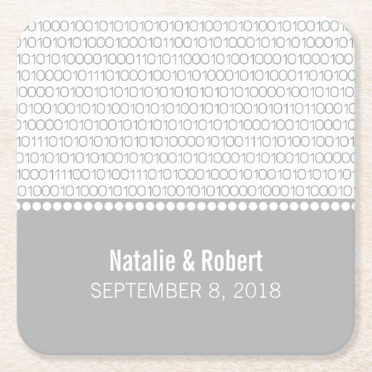 Gray Geek Chic Binary Code Paper Onderzetters (Voorkant)