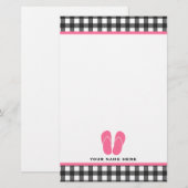 Gray Gingham and Pink Teenslippers Stationery Briefpapier (Voorkant / Achterkant)