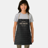 Gray gingham future grill master gepersonaliseerd schort (Insitu)