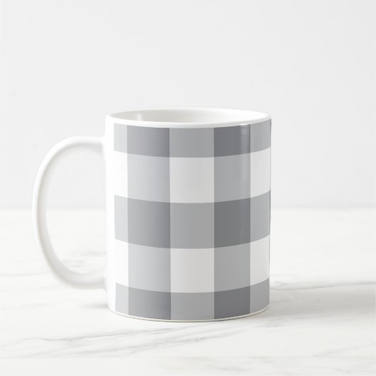 Gray Gingham Pattern Koffiemok (Links)