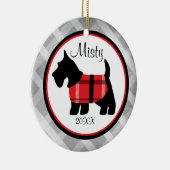 Gray Gingham Scottish Terrier Pet Ornament (Rechts)