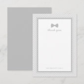 Gray gingham stropdas baby shower bedankkaart (Voorkant / Achterkant)