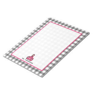 Gray Gingham Teacher Notepad Notitieblok