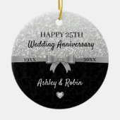 Gray Glitter And Black Damask Keramisch Ornament (Voorkant)