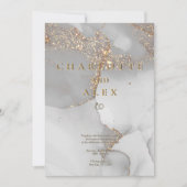 Gray Glitter Chic Alcohol Ink Wedding Invitation (Devant)