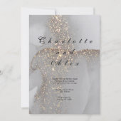 Gray Glitter Elegant  Ink Wedding Invitation (Devant)