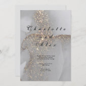 Gray Glitter Elegant Ink Wedding Invitation (Devant / Derrière)