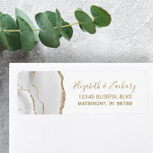 Gray Gold Agate Wedding Return Label