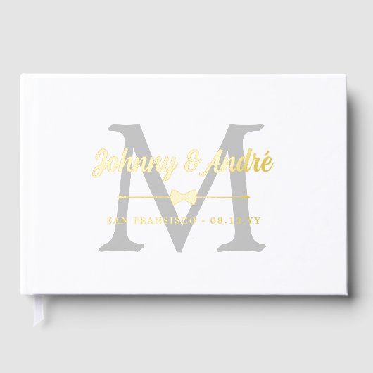 Gray Gold Bowtie Monogram Gay Mariage (Recto)