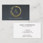 GRAY GOLD BRUSH STROKE STAIN CIRCLE LOGO MONOGRAM VISITEKAARTJE (Voorkant / Achterkant)