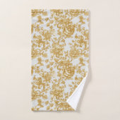 Gray & Gold Floral Damask Peony Rose (Serviette à main)