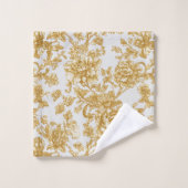 Gray & Gold Floral Damask Peony Rose (Gant de toilette)