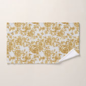 Gray & Gold Floral Damask Peony Rose (Serviette à main)