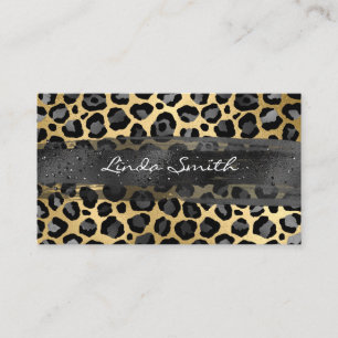 Gray Gold Foil Leopard Bruske Visitekaartje