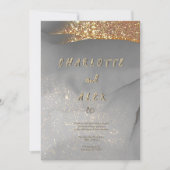 Gray Gold Glitter Chic Ink Wedding Invitation (Devant)