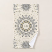 Gray Gold Mandala Pattern Monogram (Serviette à main)