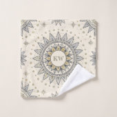 Gray Gold Mandala Pattern Monogram Bad Handdoek (Wasdoekje)