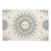 Gray Gold Mandala Pattern Monogram Kussensloop (Voorkant)