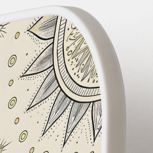 Gray Gold Mandala Pattern Monogram Pickleball Paddle (Links Detail)