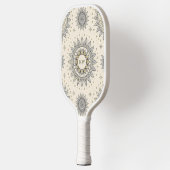 Gray Gold Mandala Pattern Monogram Pickleball Paddle (Links)