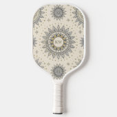 Gray Gold Mandala Pattern Monogram Pickleball Paddle (Achterkant)