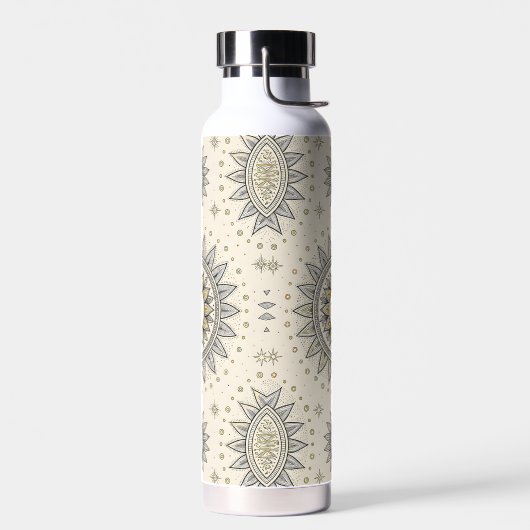 Gray Gold Mandala Pattern Monogram Waterfles (Links)