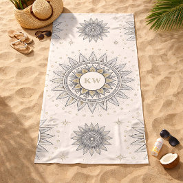 Gray Gold Mandala Pattern Strandlaken