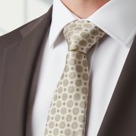 Gray Gold Mandala Pattern Stropdas