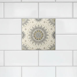 Gray Gold Mandala Pattern Tegeltje