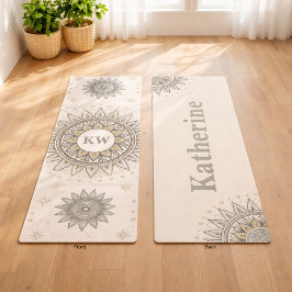 Gray Gold Mandala Pattern Yogamat