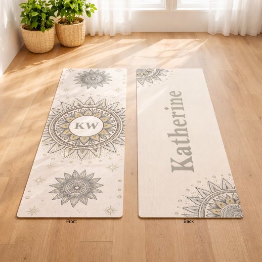 Gray Gold Mandala Pattern Yogamat