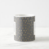 Gray Gold Raindrop Modern Trendy Monogram Koffiemok (Center)