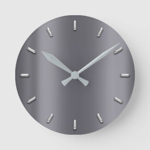 Gray Grafiet Metallic minima Silver Grey Ronde Klok