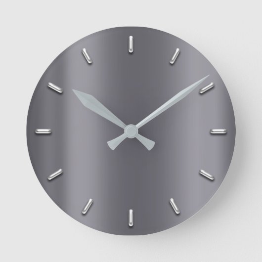 Gray Grafiet Metallic minima Silver Grey Ronde Klok (Voorkant)