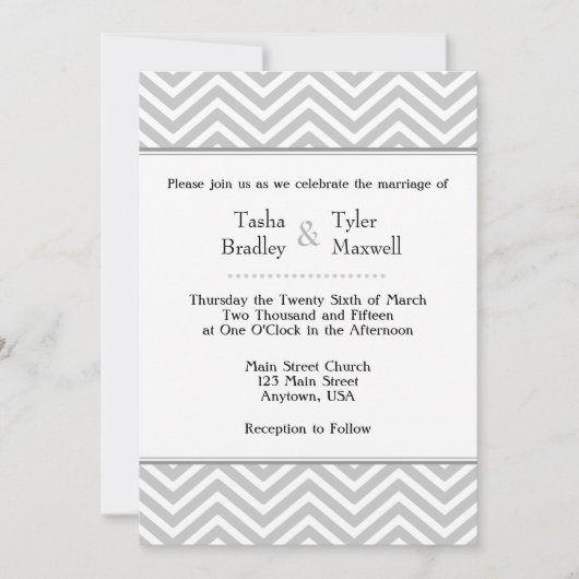 Gray Gray White Chevron Wedding Kaart (Voorkant)