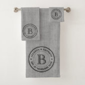 Gray Grey Burlap Jubileum Monogram Bad Handdoek (Insitu)