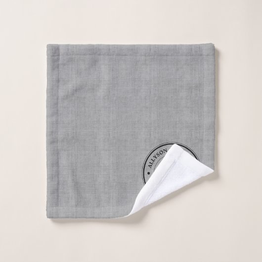 Gray Grey Burlap Jubileum Monogram Bad Handdoek (Wasdoekje)