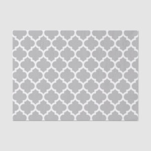 Gray Grey White Moroccan Quatrefoil Patroon #5 Tissuepapier