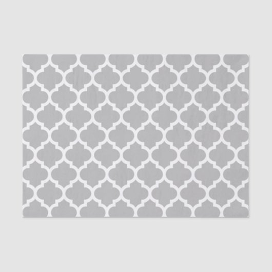 Gray Grey White Moroccan Quatrefoil Patroon #5 Tissuepapier (Voorkant)
