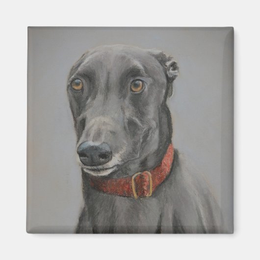 Gray Greyhound Chien Magnet d'art (Devant)