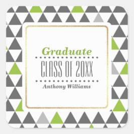 Gray | Groen Geometrisch Patroon Aangepast Afstude Vierkante Sticker